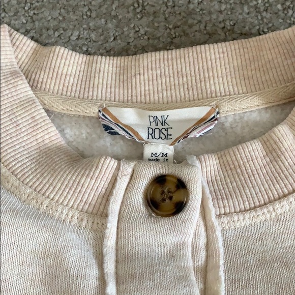 Beige cropped sweater with buttons - Picture 4 of 4